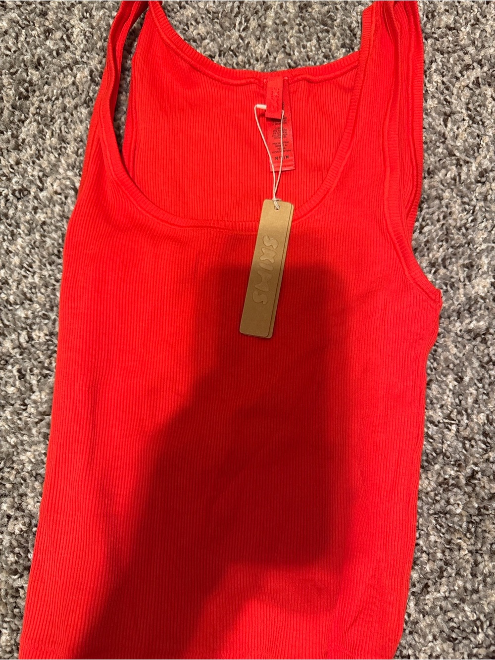 SKIMS Red Ribbed Scoop Neck Tank